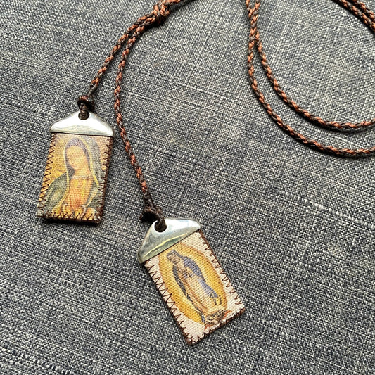 Escapulario doble en plata.925 (Virgen de Guadalupe).